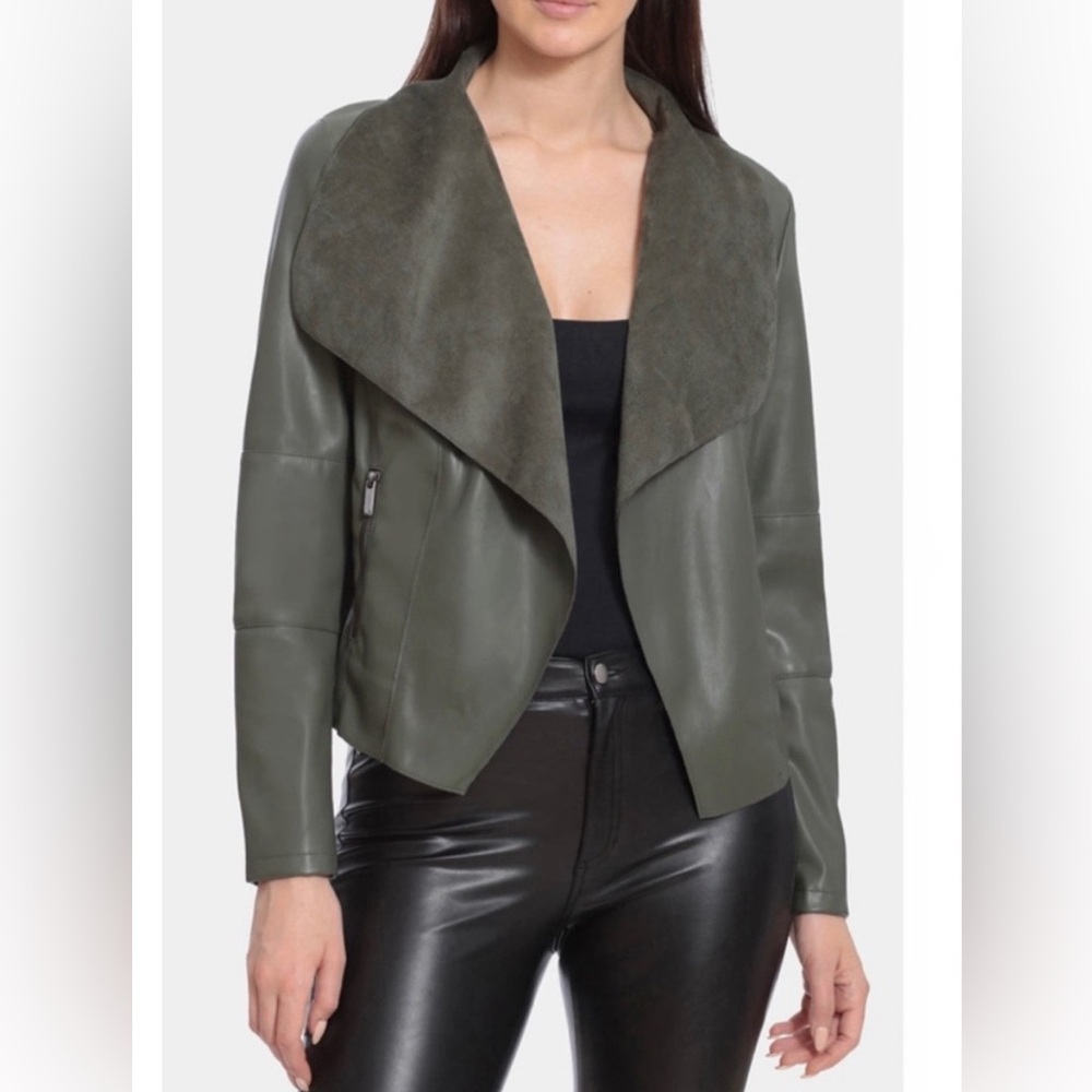 BAGATELLE Draped Faux Leather Jacket Women XS